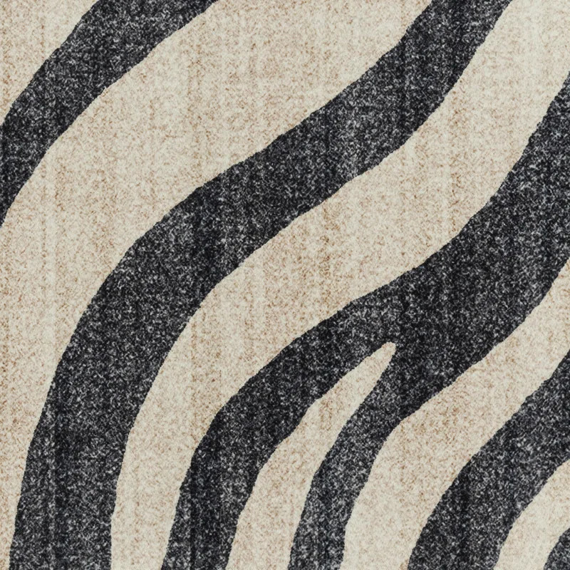 Gertmenian Crystal Print Zebra Black Ivory Cream Modern Animal Print Washable Flat Pile Indoor Ar... | Wayfair North America