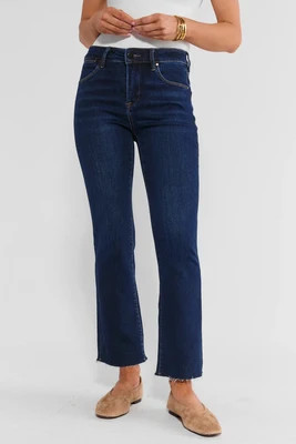 Becca Dark Wash Kick Flare Cropped Jeans | Avara