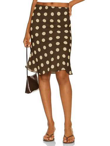Tankaneo Womens Polka Dot Midi Skirt Summer Elastic High Waisted Skirts Sheer Mesh Going Out Vintage Flowy Skirts Brown | Amazon (US)