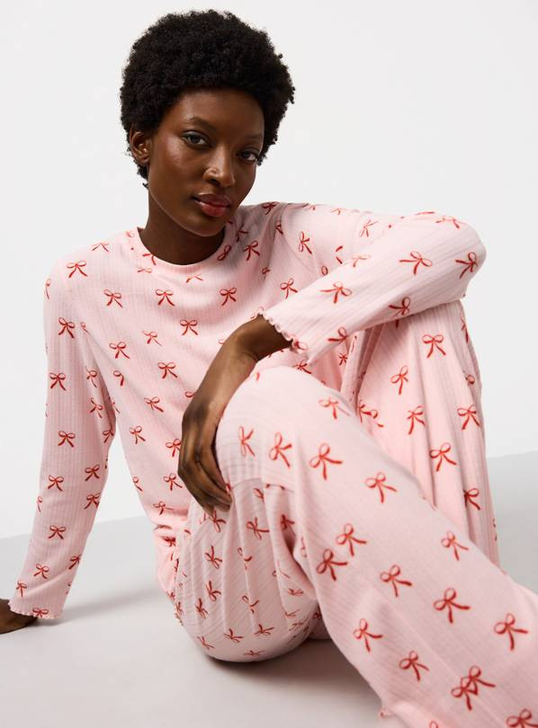 Pink Bow Printed Pointelle Pyjamas XXL | Tu Clothing