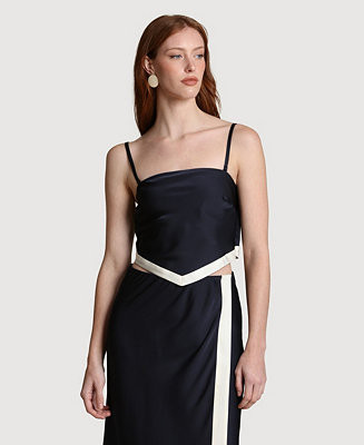 Avec Les Filles Women's Square Neck Scarf Top - Macy's | Macy's