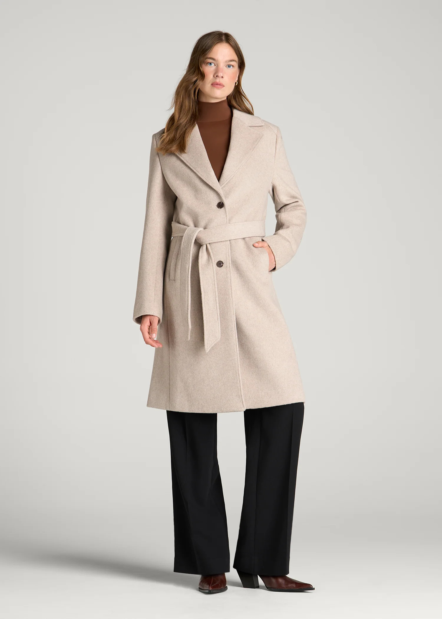 Wool Coat in for Tall Women in Simply Taupe Mix | American Tall