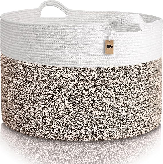 Little Hippo XXXL Large Cotton Rope Basket (22"x14") 100% Natural Cotton! Rope Basket, Woven Stor... | Amazon (US)