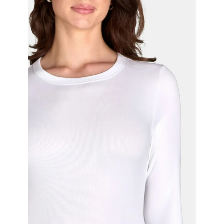 No Boundaries Ribbed Crewneck Tee with Long Sleeves, 1 or 2-Pack, Women's | Walmart (US)