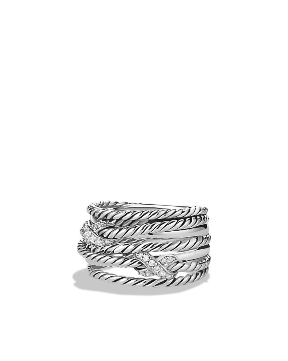 David Yurman Double X Crossover Ring with Diamonds | Neiman Marcus
