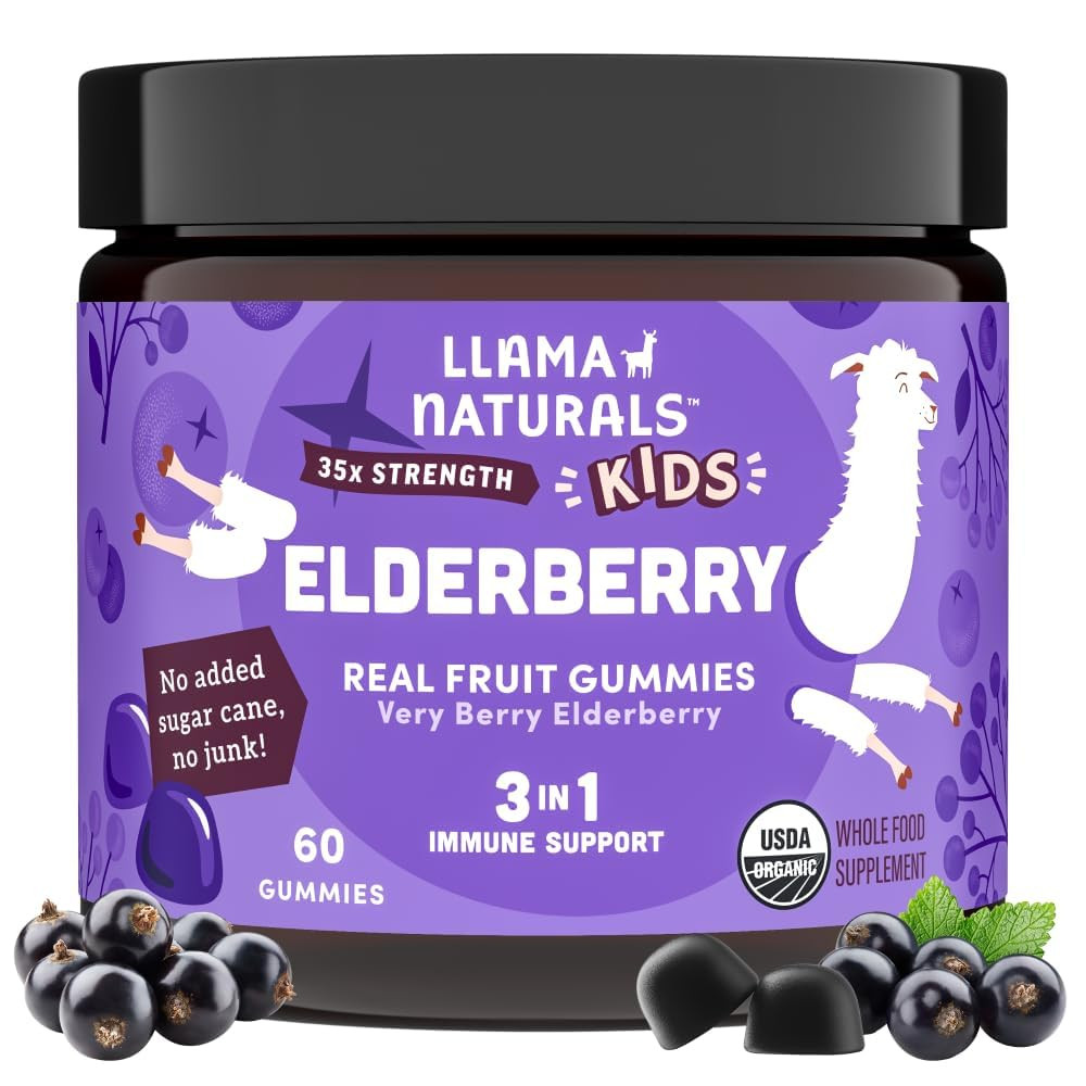 Llama Naturals Elderberry Gummies for Kids, Vegan, Organic Immune Support Supplement with Vitamin... | Amazon (US)