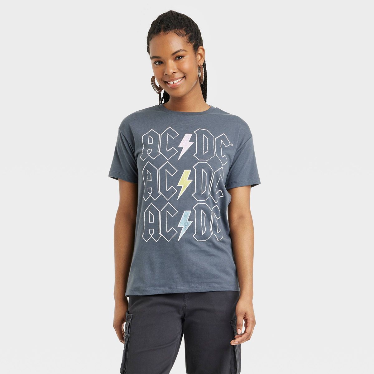Women's AC/DC Short Sleeve Graphic T-Shirt - Gray | Target