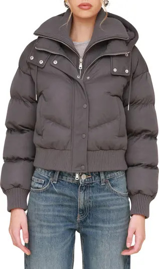Avec Les Filles Thermalpuff™ Crop Puffer Jacket with Rib Bib | Nordstrom | Nordstrom