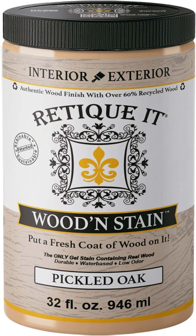 Retique It Wood'n Stain - Liquid Wood Gel Stain Interior/Exterior (32 oz (Quart), 70 Pickled Oak) | Amazon (US)