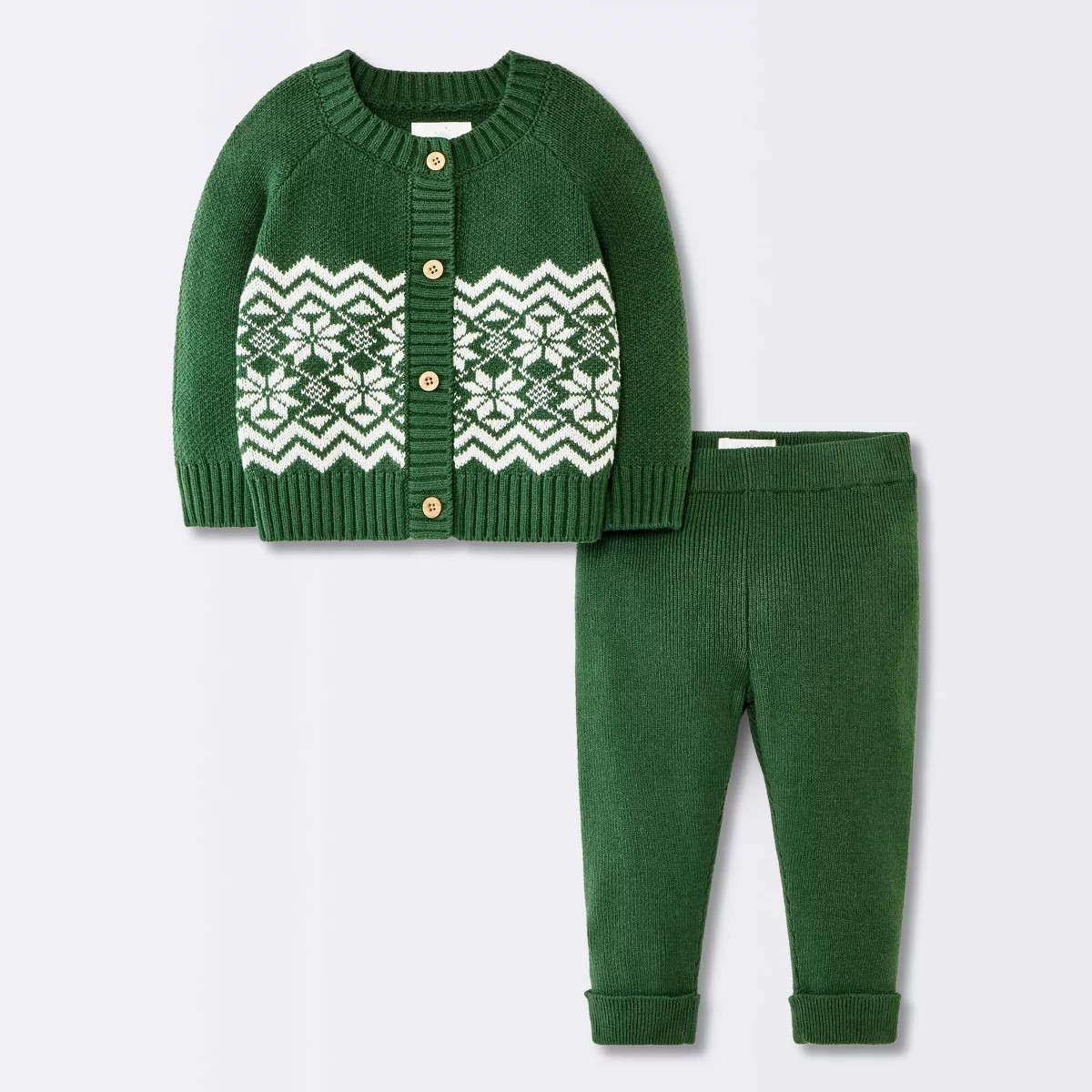 Baby 2pc Christmas Holiday Fair Isle Sweater and Pants Set - Cloud Island™ Green Newborn | Target