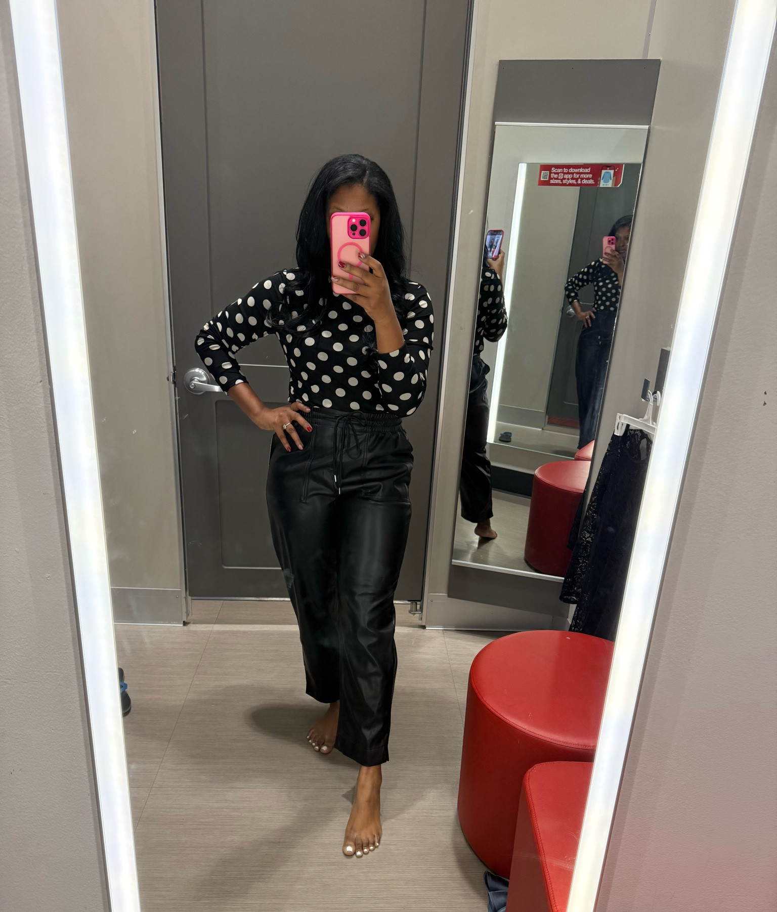 Love this polka dot top from Target as well as these faux leather pants. 

#LTKCyberWeek #LTKWorkwear #LTKHoliday