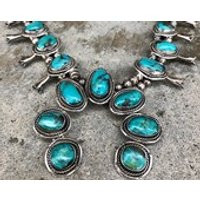 Vintage Navajo Squash Blossom Necklace. Sterling Silver and Turquoise . Native American Indian Jewelry and Art | Etsy (US)