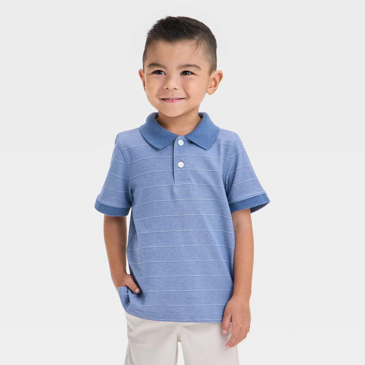 Toddler Boys' Short Sleeve Striped Polo Shirt - Cat & Jack™ | Target