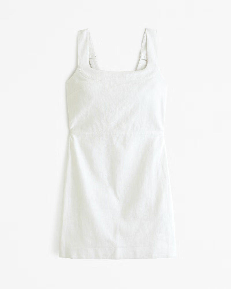 Abercrombie & Fitch Women's Linen-Blend Wide Strap Mini Dress in White - Size XXS TALL | Abercrombie & Fitch (US)