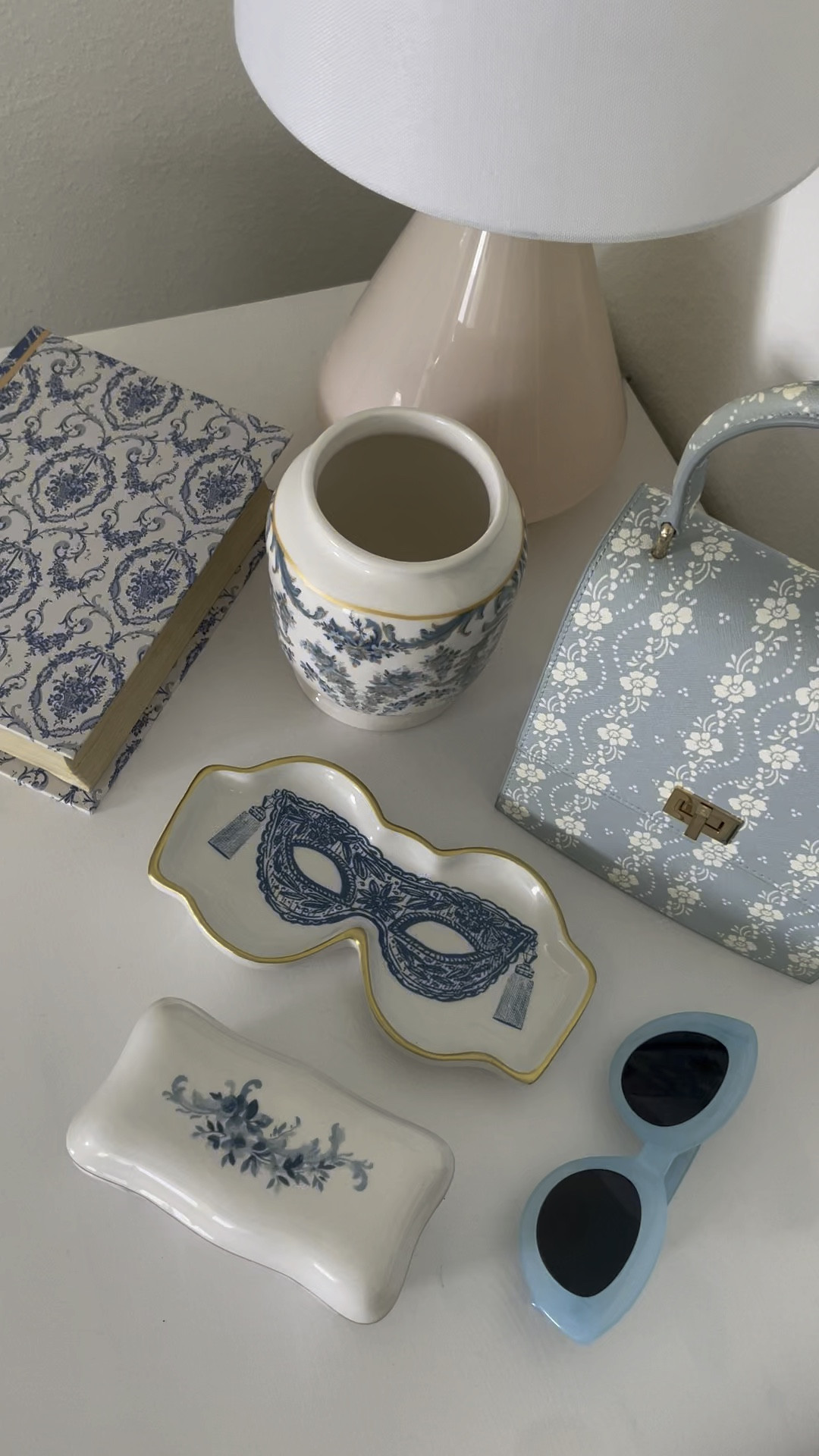 Grandmillennial home decor. Romantic French trinkets  