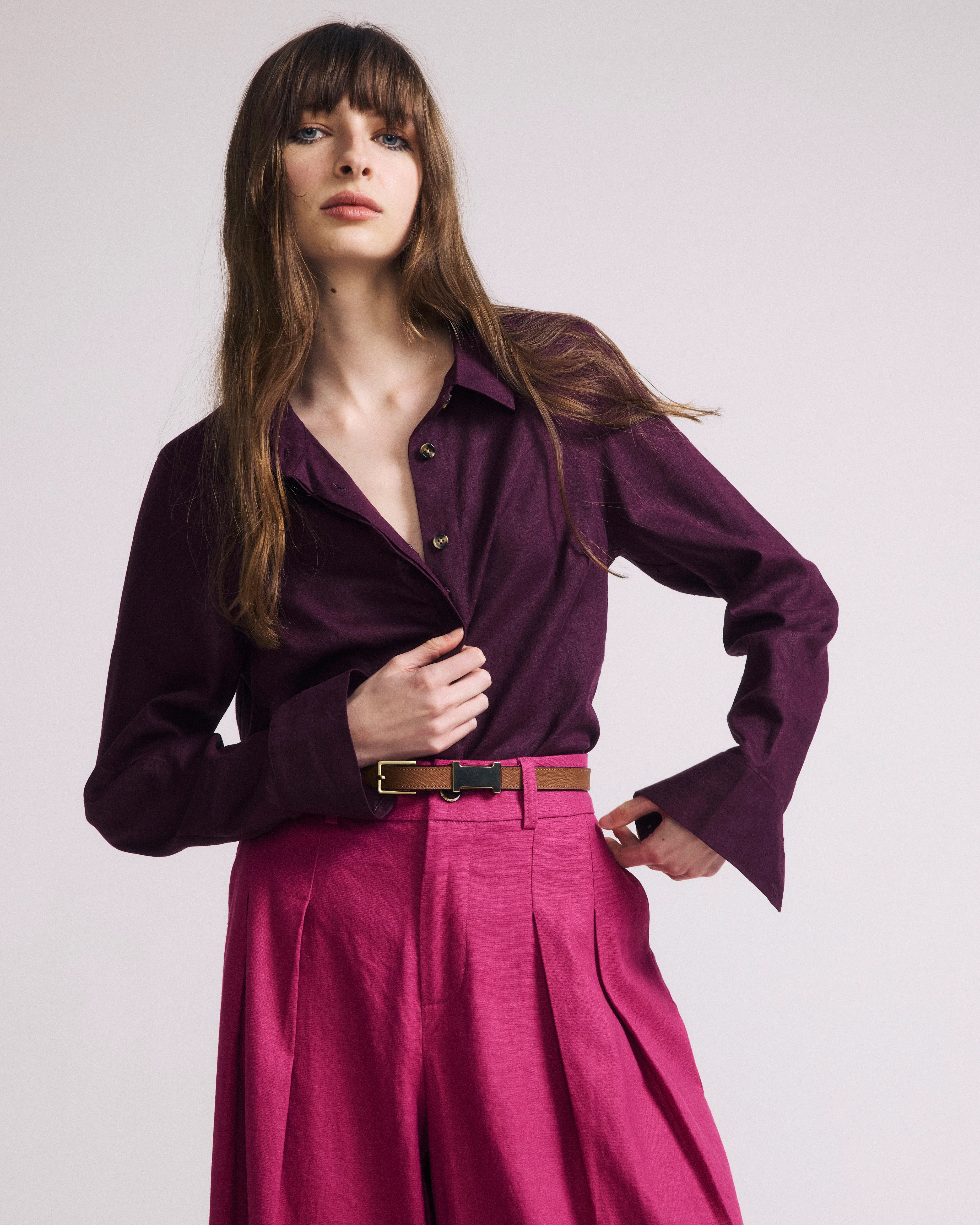 Elbe Stretch Linen Shirt - Acai | Universal Standard