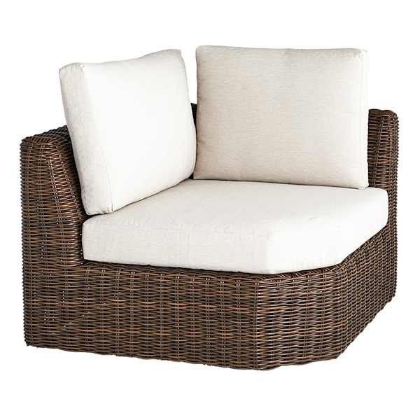 Providence Highland Brown Wicker With Sand Cushions Corner Chair At Home | At Home