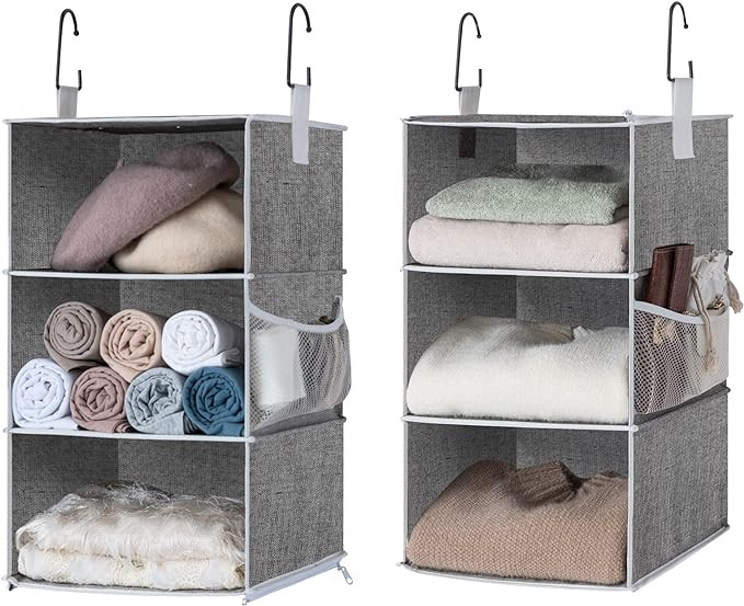 StorageWorks 6-Shelf Hanging Closet Organizers, Two 3-Shelf Separable Closet Hanging Shelves, Can... | Amazon (US)