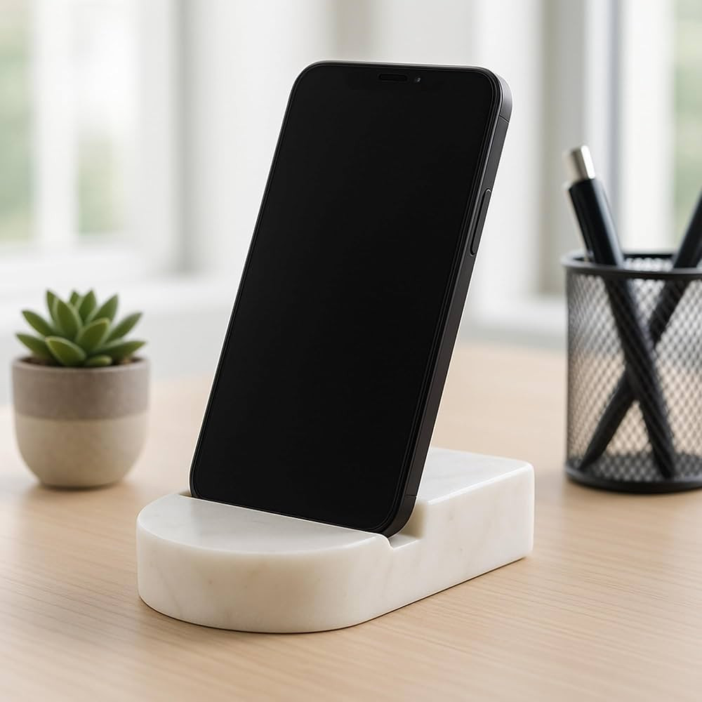 Natural White Marble Mobile Stand for Mobile/Tablet, Phone Stand Holder Perfect for Bed,Office, H... | Amazon (US)