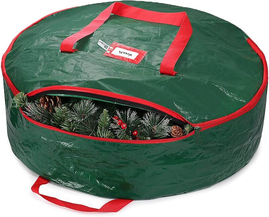 ZOBER Christmas Wreath Storage Container 24 Inch - Wreath Bag for Artificial Wreaths Box - Dual Z... | Amazon (US)