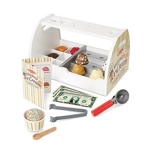 Melissa & Doug Wooden Scoop and Serve Ice Cream Counter (28 pcs) - Play Food and Accessories - Pr... | Amazon (US)