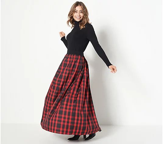 Joan Rivers Regular Buffalo Check Taffeta Maxi Skirt - QVC.com | QVC