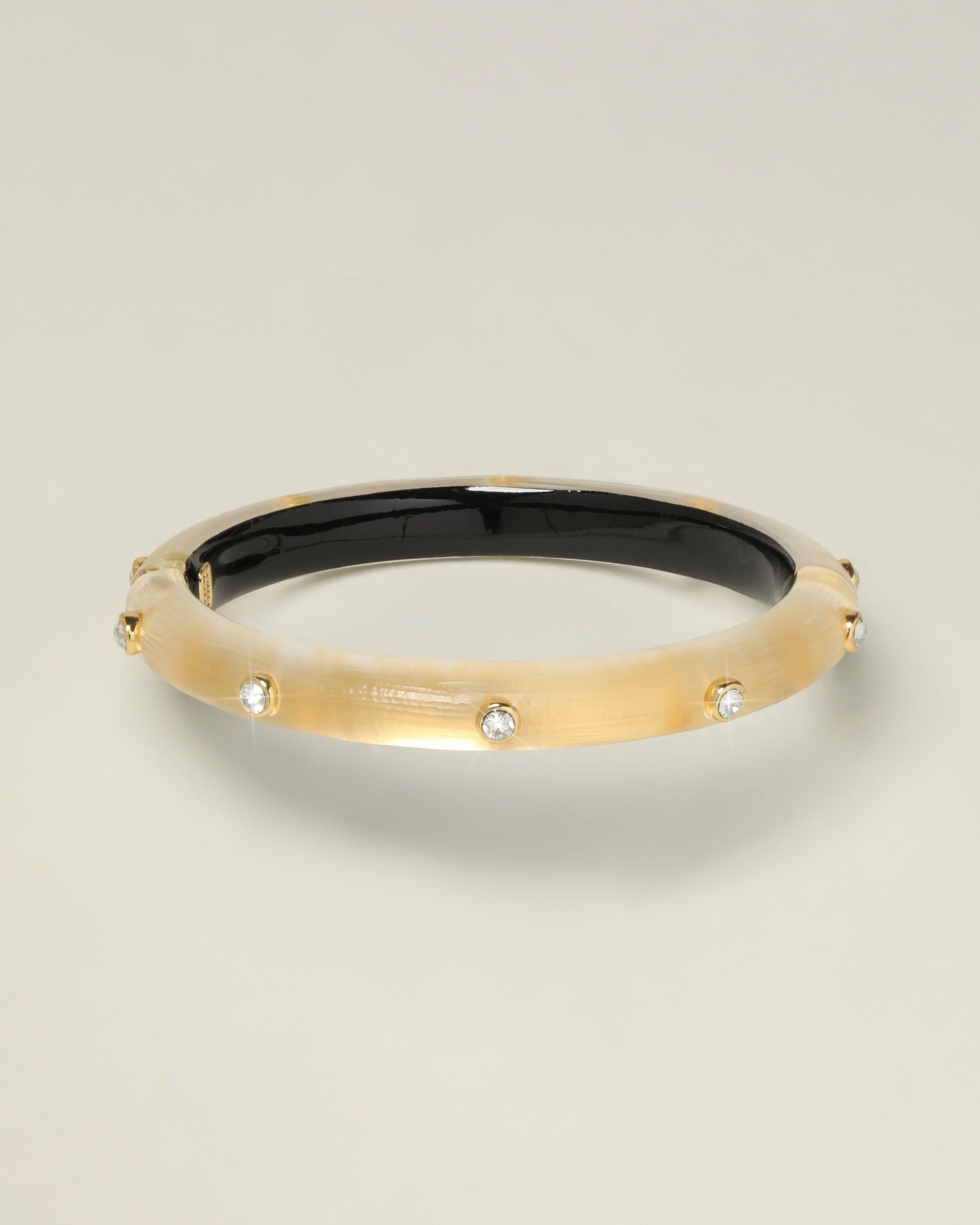 Gold Crystal Studded Lucite Hinge Bracelet | ALEXIS BITTAR | Alexis Bittar
