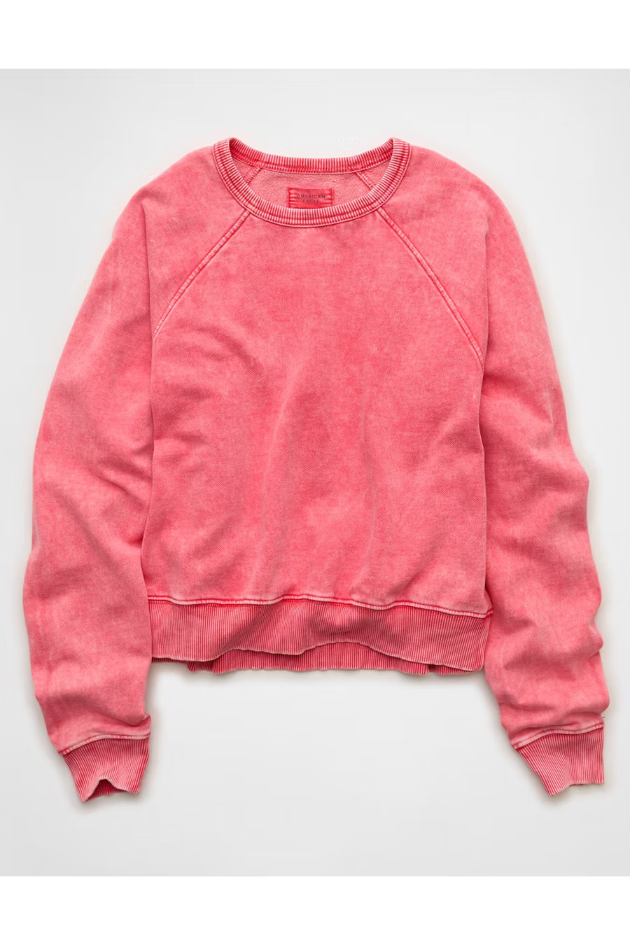 AE Cropped Raglan Sweatshirt Women's Cherry L | American Eagle Outfitters (US & CA)