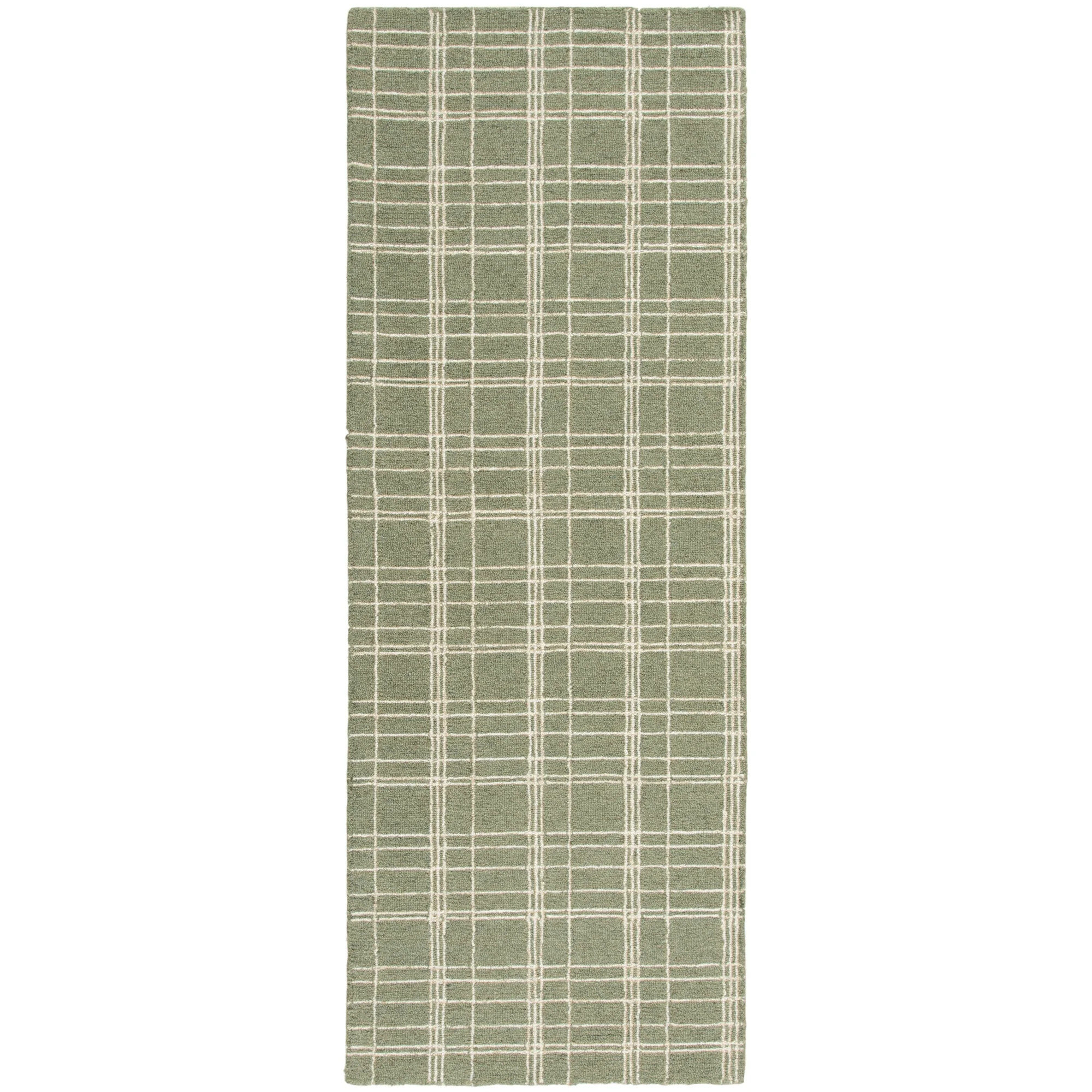 Better Homes & Gardens Lt Green Plaid Wool Indoor Runner Rug, 2'6"x7' | Walmart (US)