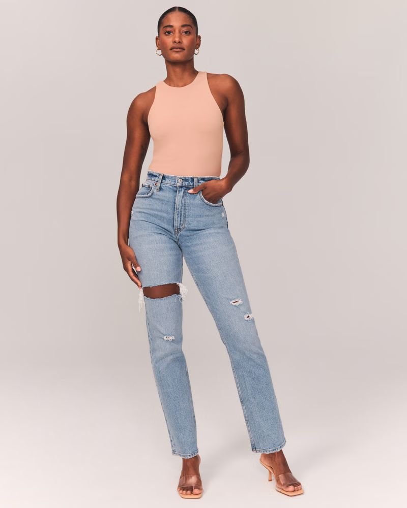 Women's Curve Love Ultra High Rise 90s Straight Jeans | Women's New Arrivals | Abercrombie.com | Abercrombie & Fitch (US)