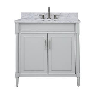 Avanity Bristol 37 in. W x 22 in. D x 35 in. H Bath Vanity in Light Gray white Whtie Marble Top B... | The Home Depot