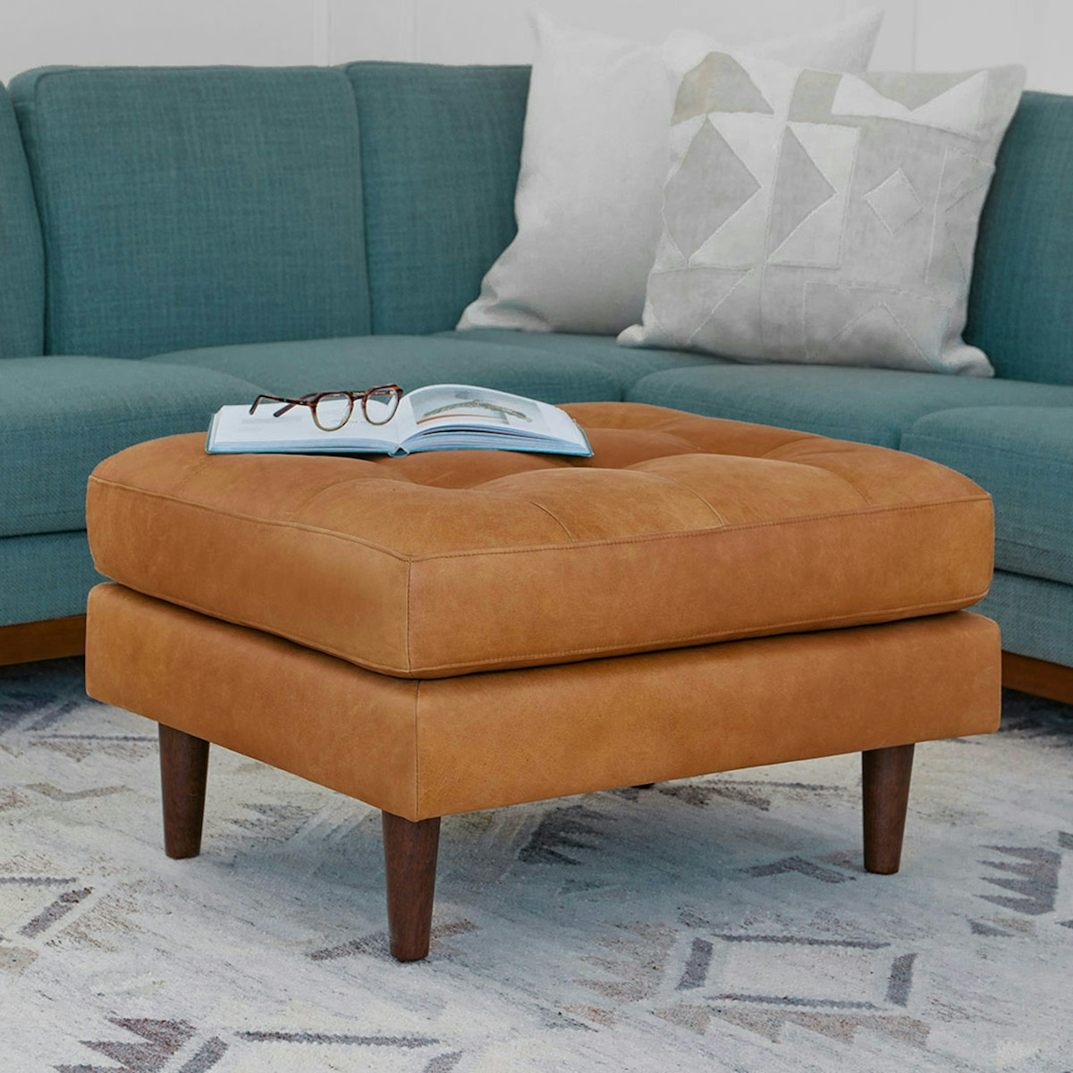 Sven 30" Leather Ottoman - Charme Tan | Article