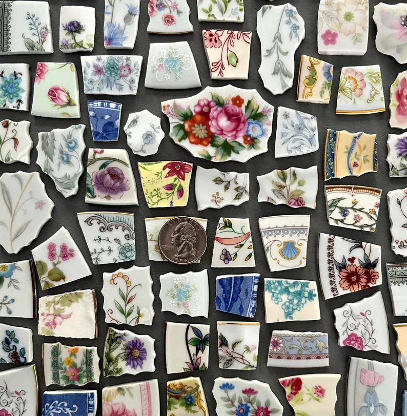 Assorted China Mosaic Pieces, Mosaic Tiles, Hand Cut Ceramic Pieces, Broken China, Broken Dishes ... | Etsy (US)