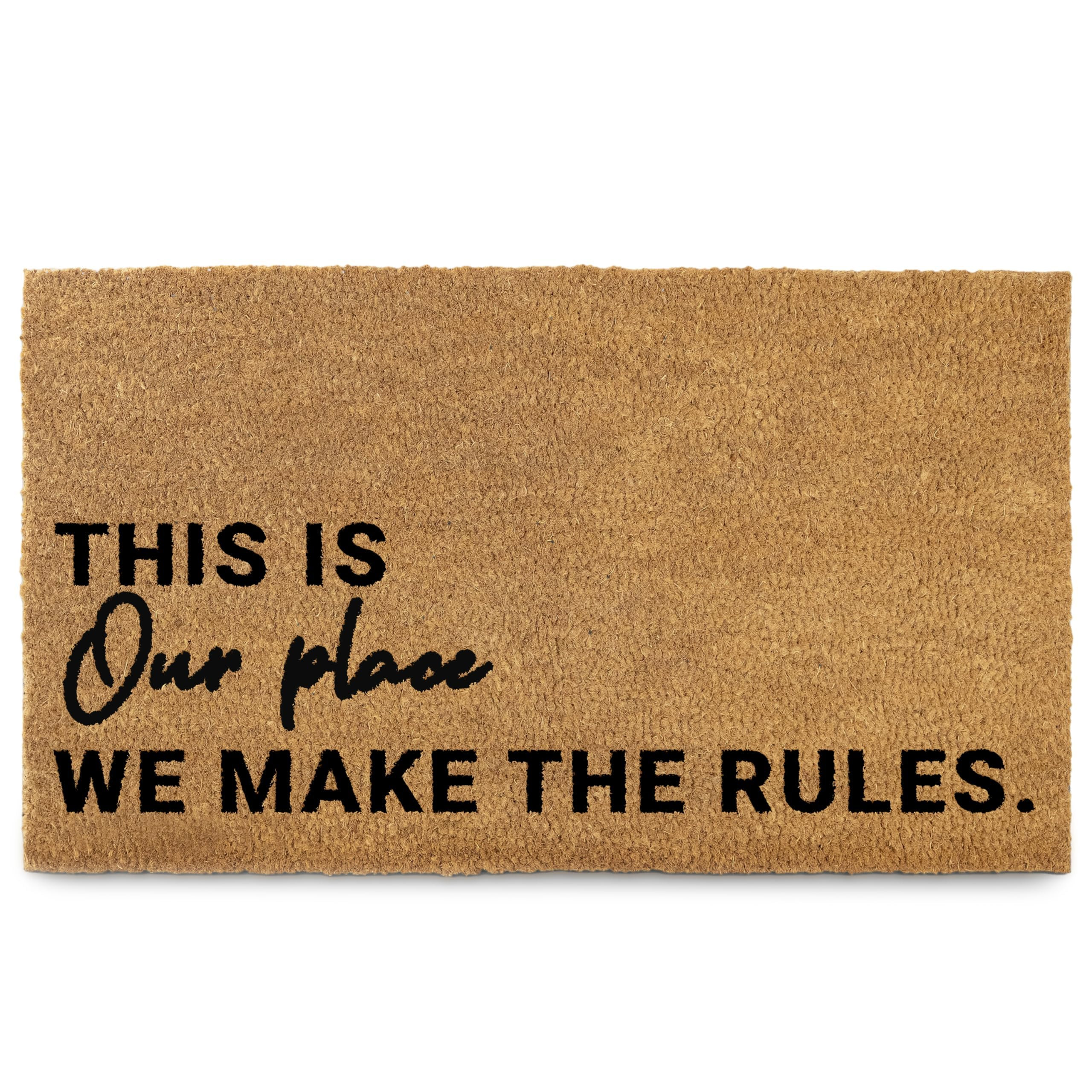 We Make The Rules Door Mat 30x17 Inch, Coir Doormat Outside Decor for Covered Outdoor Area, Welco... | Amazon (US)