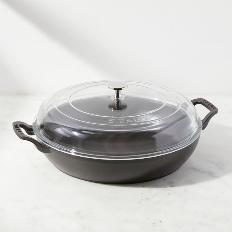 Staub 3.5-Qt Matte Black Braiser with Glass Lid + Reviews | Crate & Barrel | Crate & Barrel