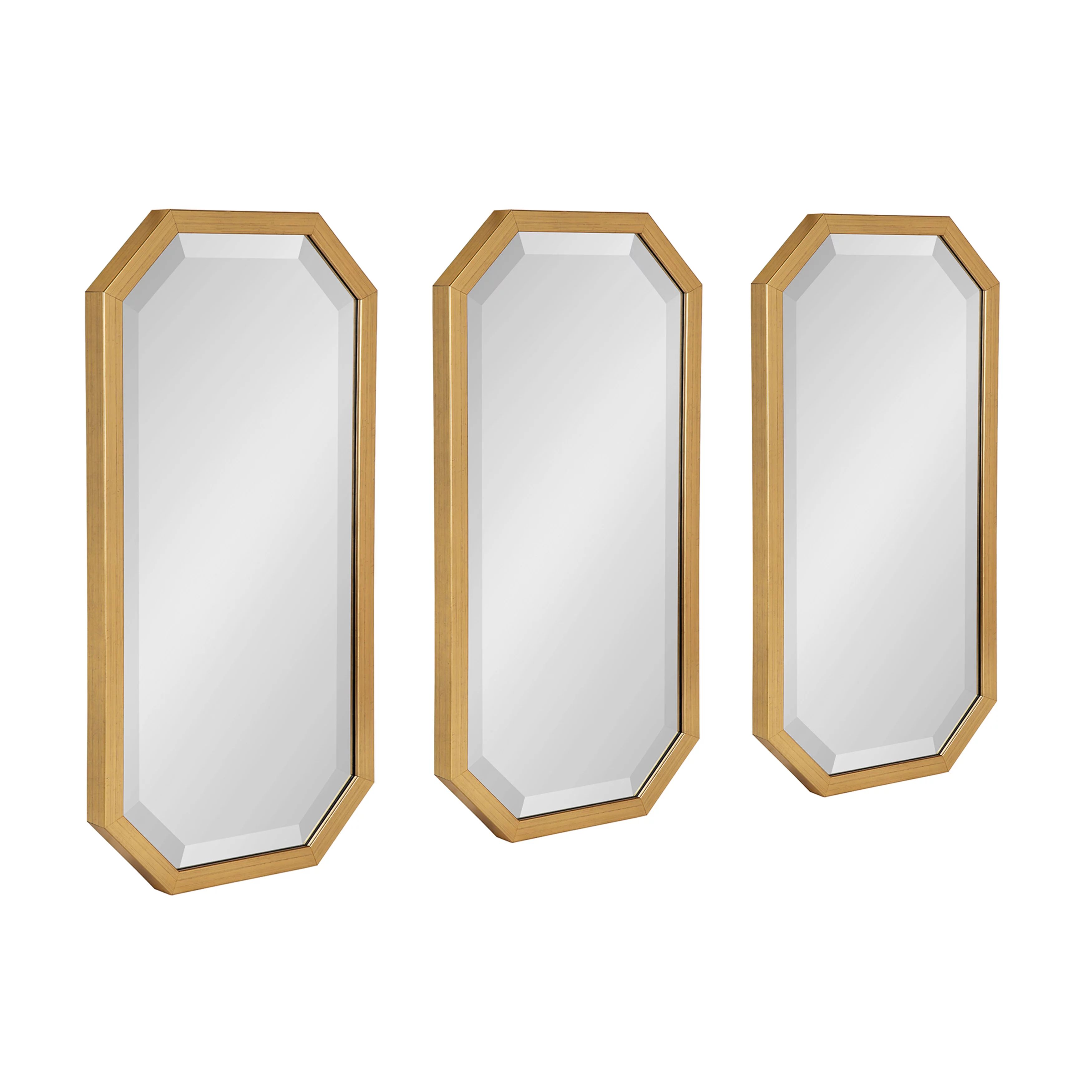 Kate And Laurel Laverty Modern Decorative Octagon Wall Mirror Set, Set Of 3, Gold, Geometric Wall... | Walmart (US)