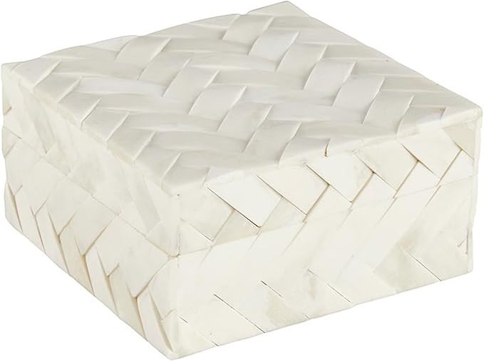 47th & Main Keepsake Boxes Textured Herringbone Bone Inlay and Wood Storage Box with Lid, Medium,... | Amazon (US)