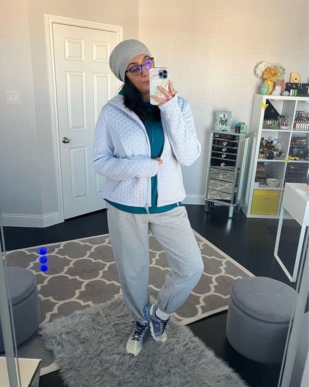Comfy cozies today and through the weekend because 🥶 The temps are about to drop like crazy here in Texas! Loving this unique quilted jacket with thumb holes. Comes in several colors and under $25. The hoodie under underneath is light weight, warm, and under $10. Also, available in many colors. Stay warm everyone! 

#LTKfitness #LTKfindsunder50 #LTKSeasonal