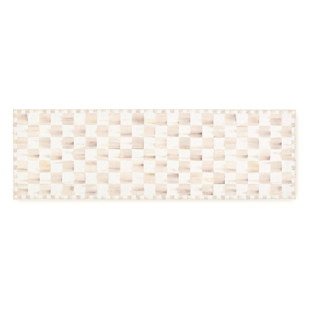 Mocha Checkered 2'6" x 8' Washable Runner | MacKenzie-Childs
