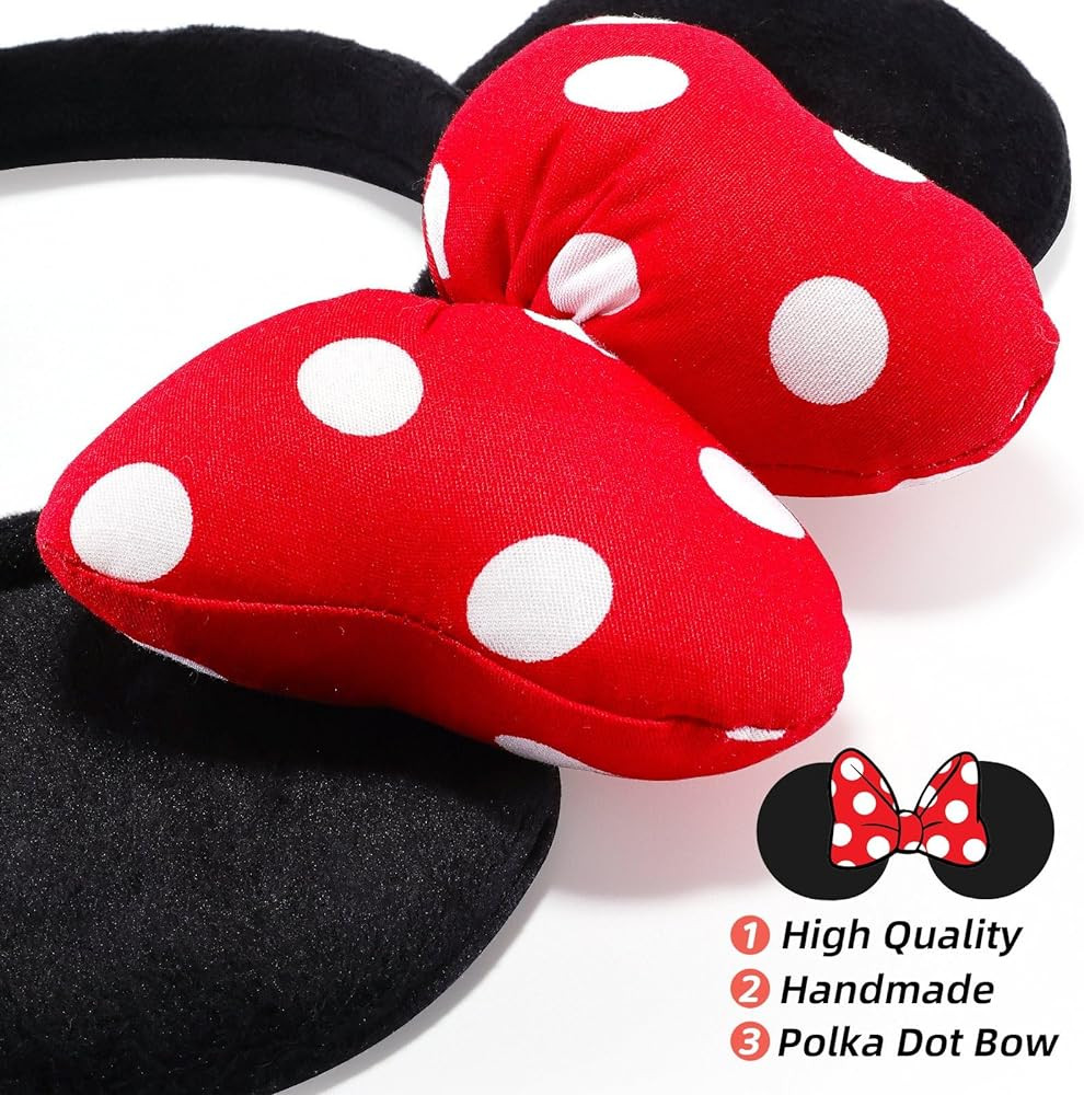 Handmade Mouse Ears Headband for Women and Girls, Polka Dot Bow Mouse Ears Costume Accessories | Amazon (US)