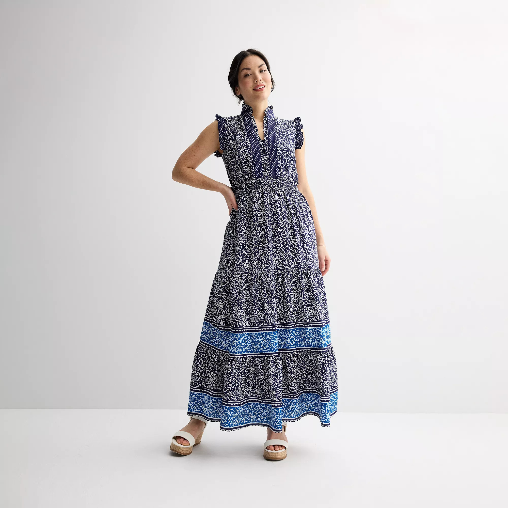 Women's London Times Smocked Waist Tiered Maxi Dress | Kohl's