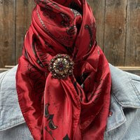 35x35"" Red & Black Paisley Wild Rag/Scarf Wrc434A - Copper Ruby, Jet Champagne Slide | Etsy (US)