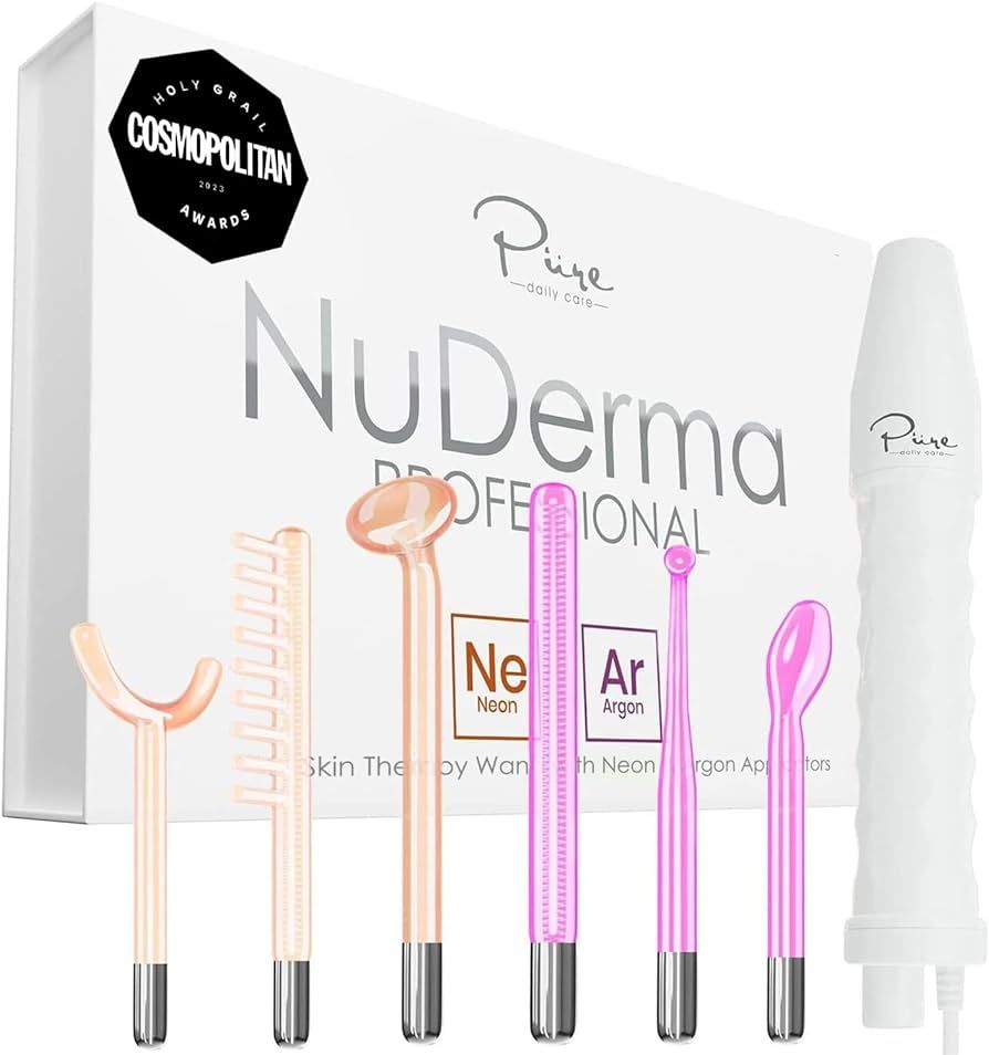 NuDerma Professional Skin Therapy Wand - Portable Skin Therapy Machine with 6 Neon & Argon Wands ... | Amazon (US)
