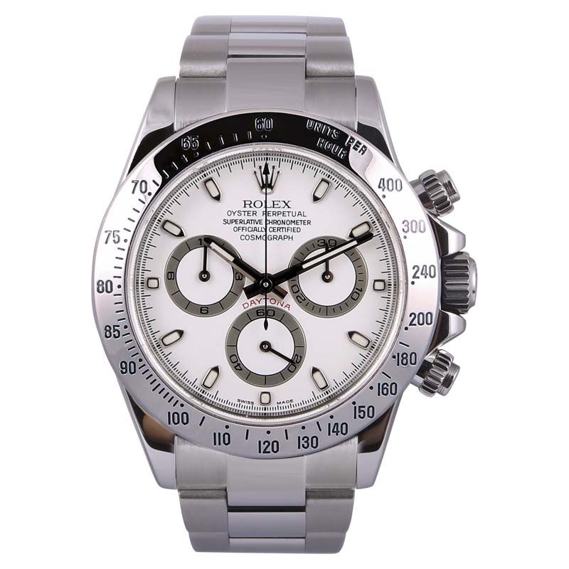 Rolex Daytona 116520 Stainless Steel White Dial 18K White Gold Bezel | TrueFacet (US)