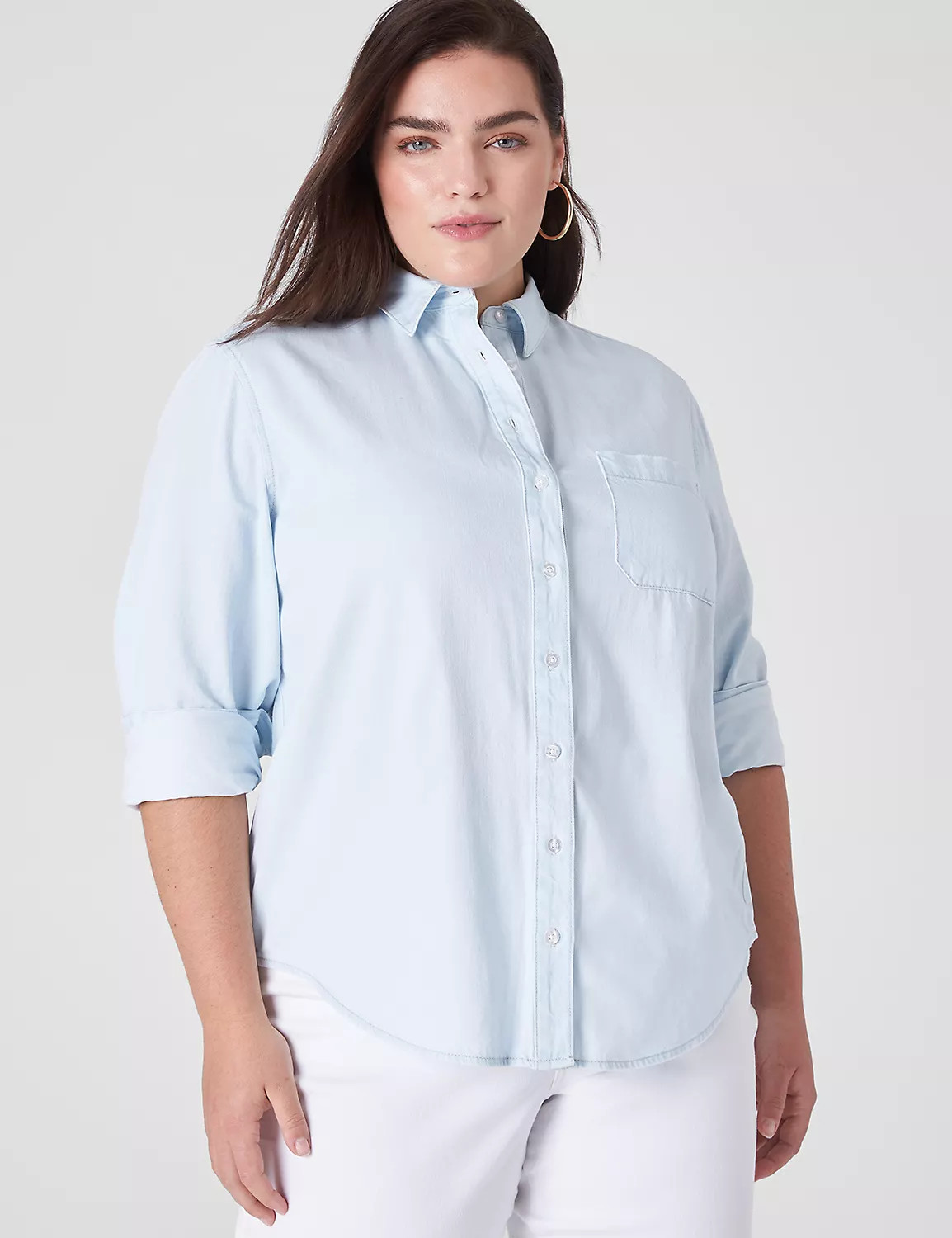 Long-Sleeve Button-Down Denim Shirt | LaneBryant | Lane Bryant (US)