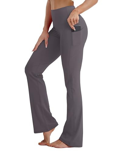 BUBBLELIME 29"/31"/33"/35" 4 Styles Women's Tummy Control Bootcut Yoga Pants - Side Pockets_DEEP_Grey S-31 Inseam | Amazon (US)