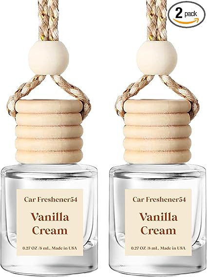 Car Air Freshener Hanging 2 Pack Vanilla Cream Air Freshener Diffuser for Cars, 45+ days Long-Las... | Amazon (US)