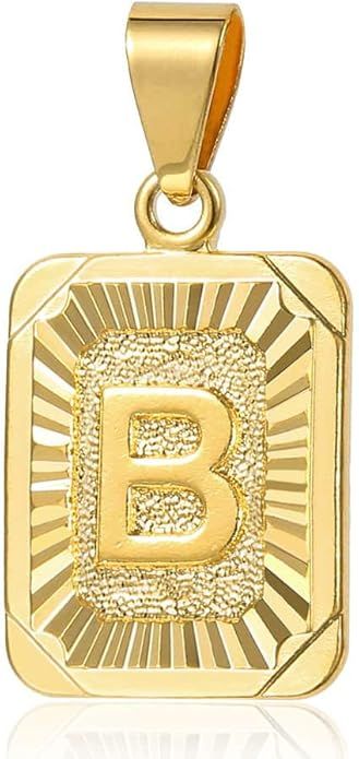 Trendsmax Rectangle Initial Letter Pendant Charm for Mens Womens Gold Plated Capital Letter Penda... | Amazon (US)