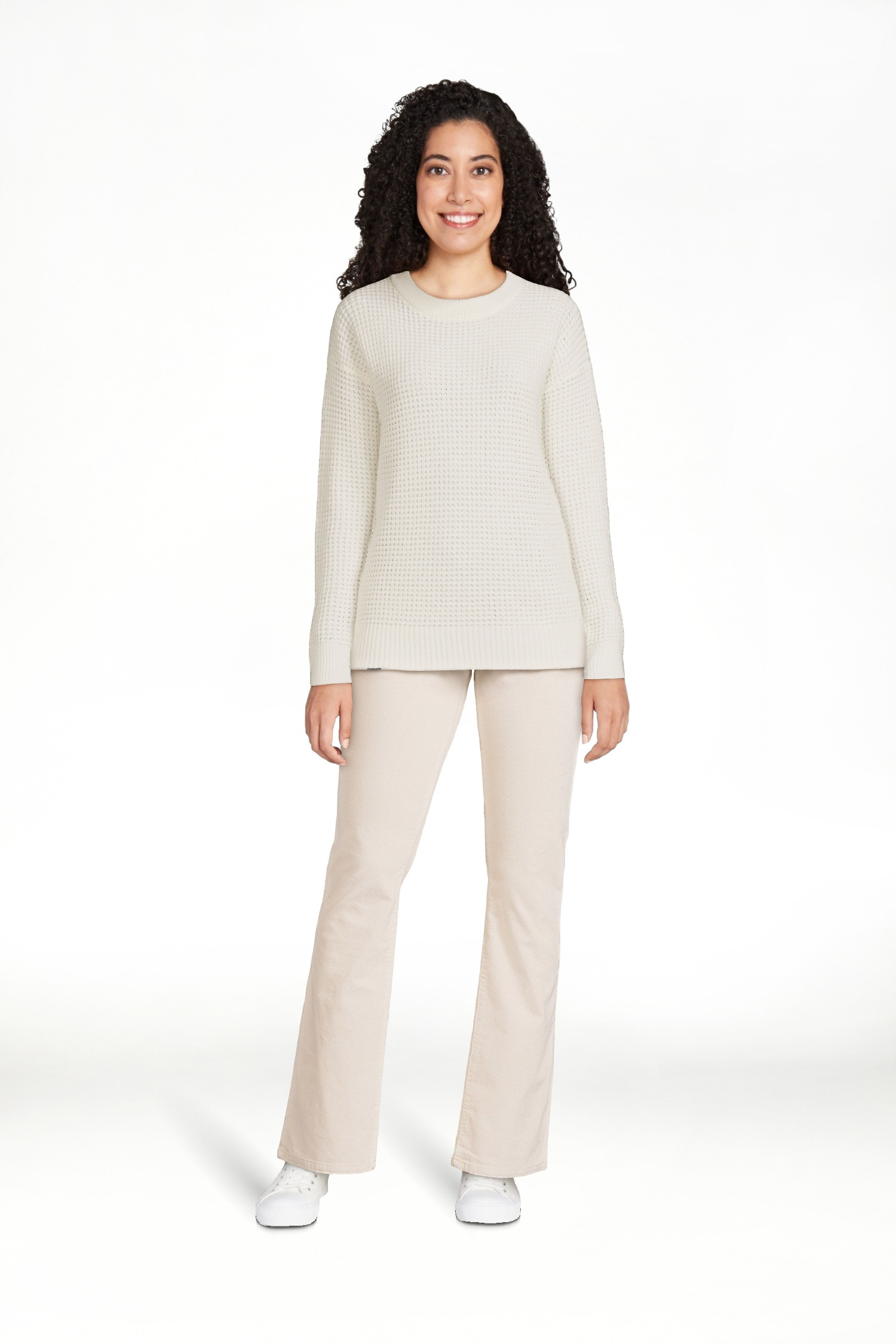 Time and Tru Women's Long Sleeve Waffle Crewneck Pullover Sweater | Walmart (US)