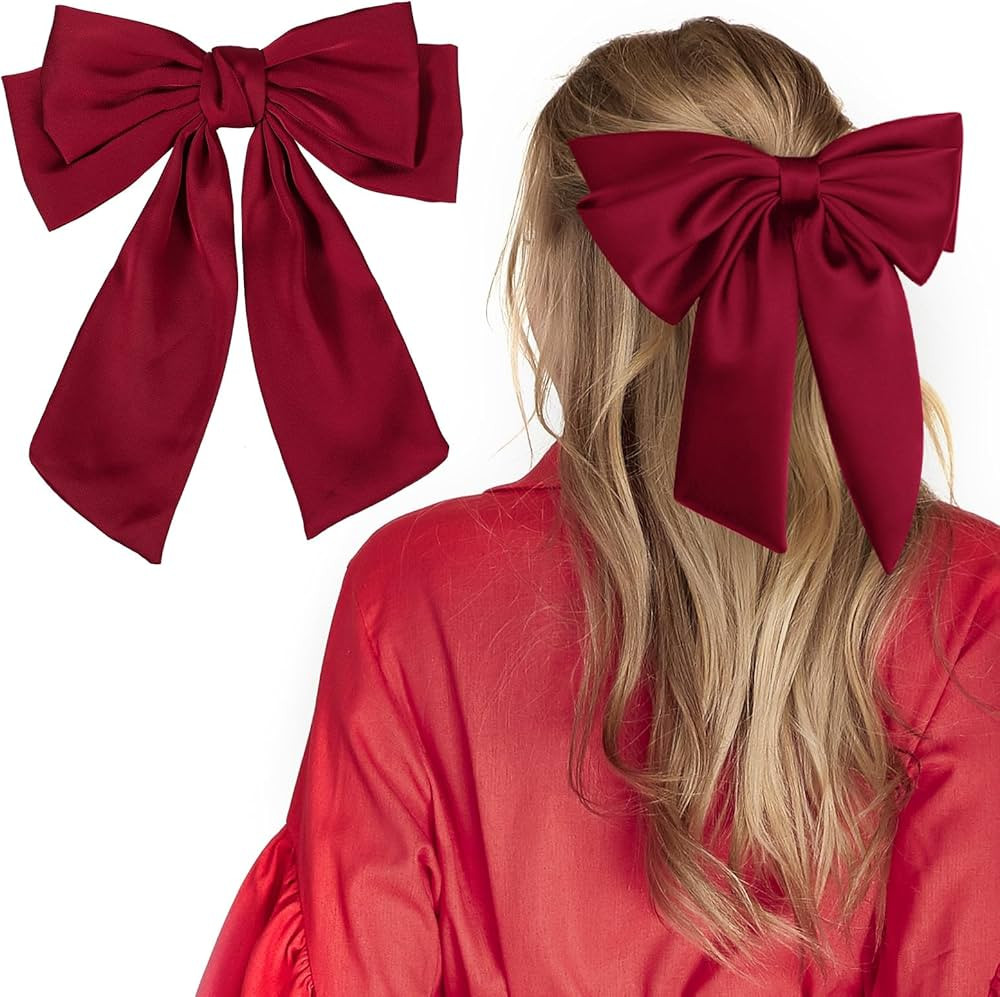 Big Hair Bows for Women Girls, 7" Black Hair Clip Accessories, Gift for Mom, Elegant Hair Decor f... | Amazon (US)